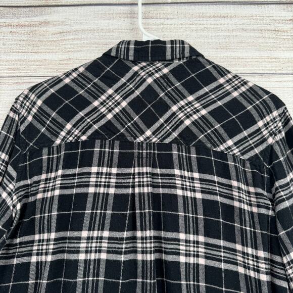 Rails Super Soft Pearl Snap Plaid Flannel Shirt Womens Medium Black White - Picture 4 of 13